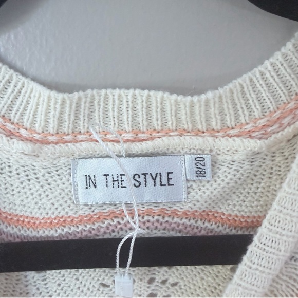 NWT In The Style Crochet 2-Piece Set Stripe Chevron Plus Size 18/20 - Picture 4 of 10